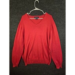 Brooks Brothers Mens Red V Neck Supima Cotton Sweater XL Long Sleeve